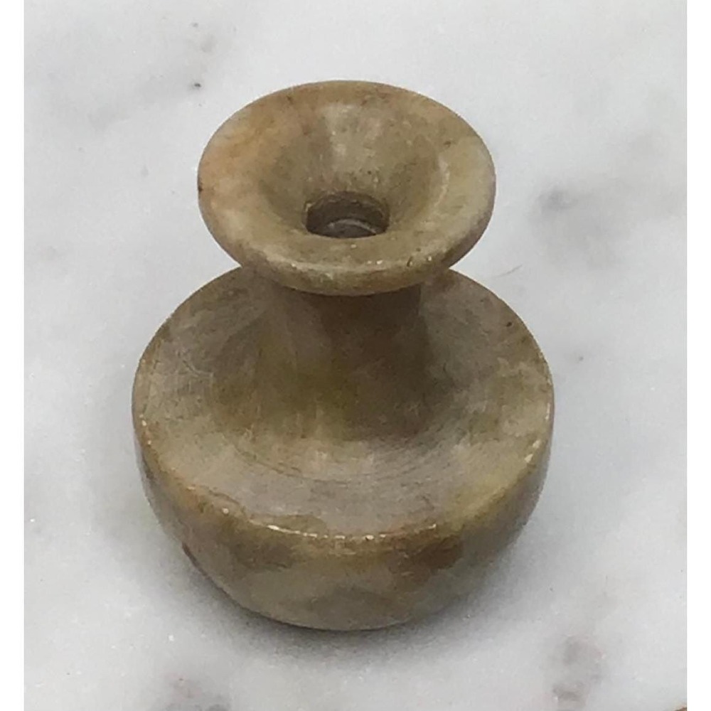 Vintage Miniature Soapstone Bud Vase Hand Carved Natural Stone 1.25" Dollhouse